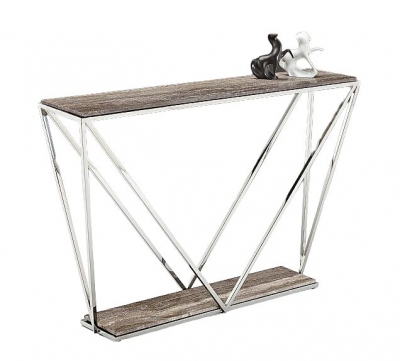 Stone International Stuart Marble Console Table - Clear Glass and Polished Stainless Steel