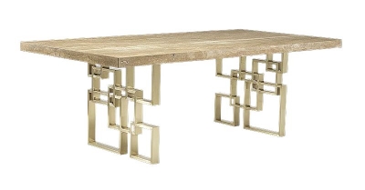 Product photograph of Stone International Windows Dining Table - Marble And Satin Brass from Choice Furniture Superstore