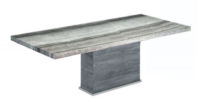 Stone International Saturn Extra Light Dining Table - Marble and Polished Stainless Steel