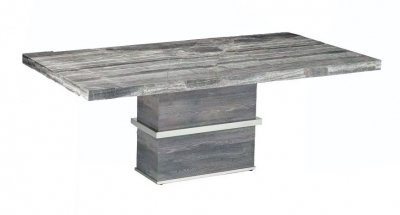 Stone International Saturn Light Dining Table - Marble and Polished Stainless Steel