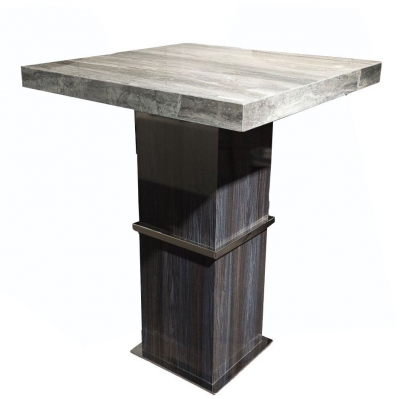 Stone International Saturn Light Marble and Stainless Steel Square Pub Table