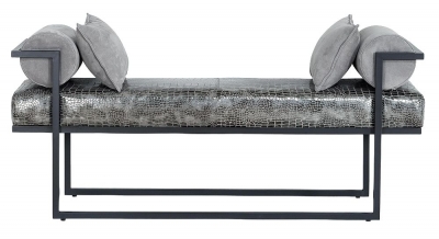 Stone International Billy Leather Bench with Metal Base