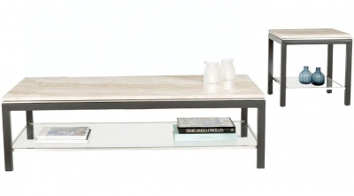 Product photograph of Stone International Stilo Marble And Metal Occasional Tables from Choice Furniture Superstore