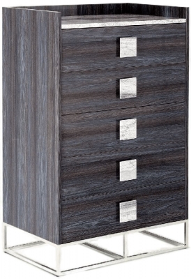 Product photograph of Stone International Elliot Marble And Polished Steel 5 Drawer Chest from Choice Furniture Superstore