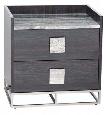 Product photograph of Stone International Elliot Marble And Polished Steel Bedside Cabinet from Choice Furniture Superstore