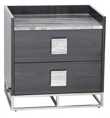 Stone International Elliot Marble And Polished Steel Bedside Cabinet