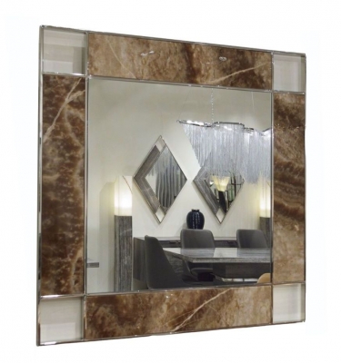Product photograph of Stone International Marble Inlay Square Mirror - 110cm X 110cm from Choice Furniture Superstore