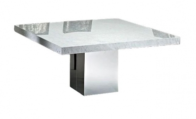 Image of Stone International Manhattan Square 6 Seater Dining Table - Marble and Stainless Steel