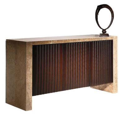 Stone International Espresso Marble And Wood Sideboard