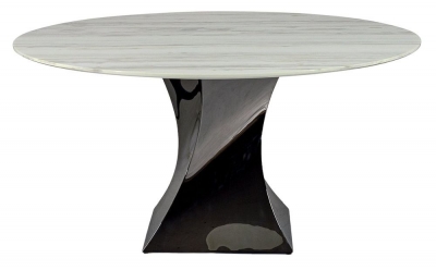 Product photograph of Stone International Twist Marble Round Dining Table from Choice Furniture Superstore