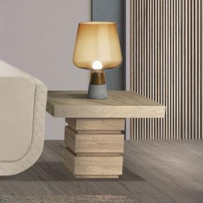 Goya Marble Top Small Square Side Table With Pedestal Base Variation Available