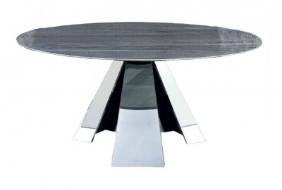 Product photograph of Stone International Butterfly Round Dining Table - Marble And Polished Stainless Steel from Choice Furniture Superstore