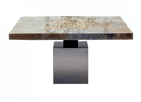 Square stone store dining table