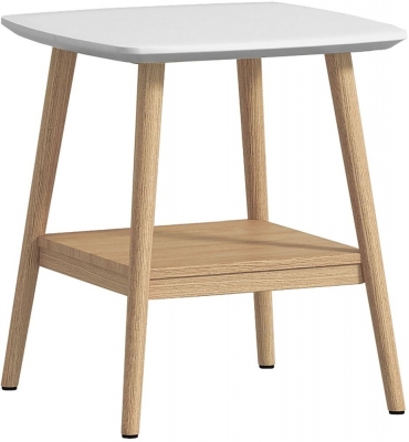 Product photograph of Portofino White And Oak Lamp Table from Choice Furniture Superstore