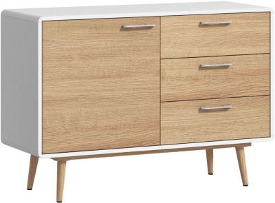 Product photograph of Portofino White And Oak Small Sideboard from Choice Furniture Superstore