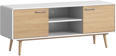 Product photograph of Portofino White And Oak Small Tv Unit - Upto 64in from Choice Furniture Superstore