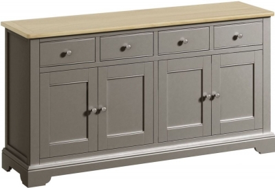Product photograph of Harmony Grey Painted Pine 4 Door 4 Drawer Large Sideboard from Choice Furniture Superstore