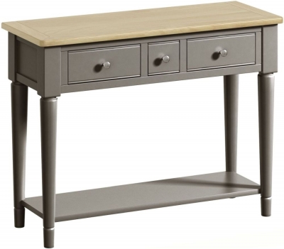 Product photograph of Harmony Grey Painted Pine Console Table from Choice Furniture Superstore