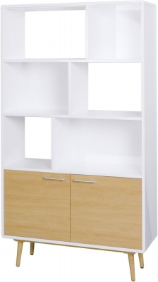 Product photograph of Portofino White And Oak Bookcase from Choice Furniture Superstore