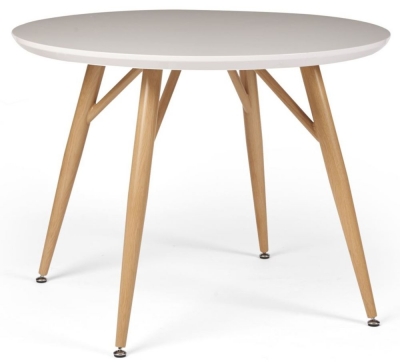 Product photograph of Portofino White And Oak Round Dining Table - 2 Seater from Choice Furniture Superstore