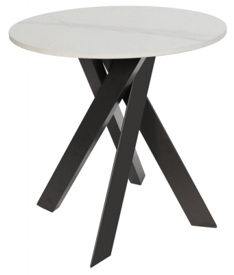 Product photograph of Alpha Marble Effect Round Lamp Table from Choice Furniture Superstore