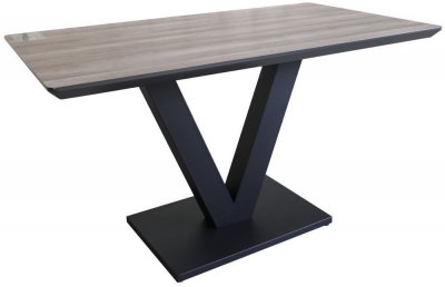 Product photograph of Larson Delta Oak Gloss Effect 6 Seater Pedestal Dining Table from Choice Furniture Superstore