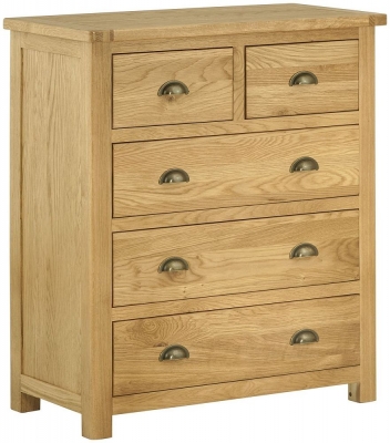 Product photograph of Portland 2 Over 3 Drawer Chest - Comes In Oak Stone Painted Ivory White Painted from Choice Furniture Superstore