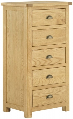 Product photograph of Portland 5 Drawer Wellington Chest - Comes In Oak Stone Painted Ivory White Painted from Choice Furniture Superstore