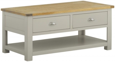 Product photograph of Portland Stone Painted 2 Drawer Coffee Table from Choice Furniture Superstore