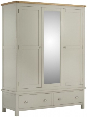 Product photograph of Portland Stone Painted 3 Door Combi Wardrobe With Mirror from Choice Furniture Superstore