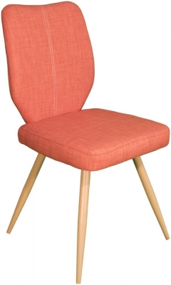 Enka Orange Fabric Dining Chair (Sold in Pairs)