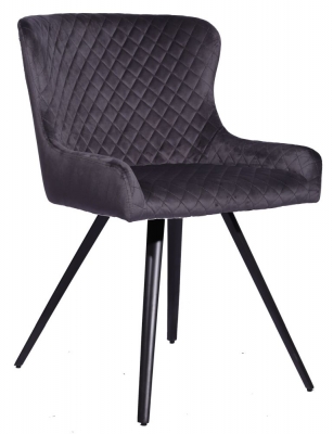 Image of Alpha Dining Chair (Sold in Pairs) - Comes in Grey Velvet Fabric, Blue Velvet Fabric & Grey Leather Options