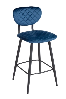 Product photograph of Ranger Navy Velvet Fabric Bar Stool Sold In Pairs from Choice Furniture Superstore