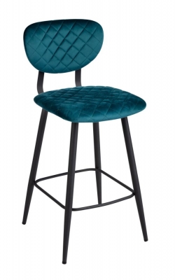 Product photograph of Ranger Teal Velvet Fabric Bar Stool Sold In Pairs from Choice Furniture Superstore