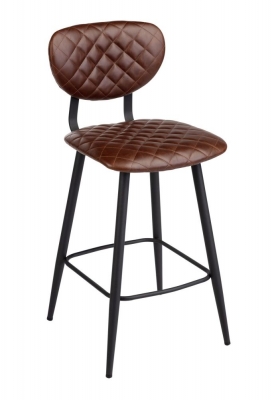 Ranger Bar Stool (Sold in Pairs) - Comes in Coffee Leather, Blue Leather & Copper Velvet Fabric Options