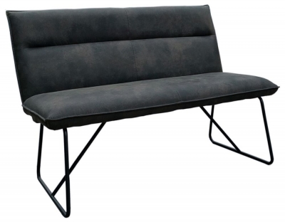Product photograph of Larson Grey Leather Bench With Back from Choice Furniture Superstore