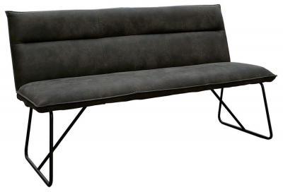 Larson Grey Leather Large Bench with Back