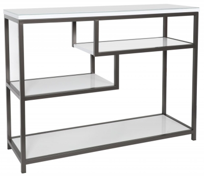 Flux Console Table with Shelf - Comes in White, Cappuccino and Grey Options