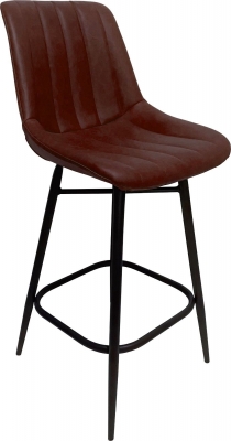 Product photograph of Croft Vintage Leather Bar Stool Sold In Pairs - Comes In Brown Blue Grey Options from Choice Furniture Superstore