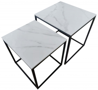 Product photograph of Athena Sintered Stone And Metal Nest Of Tables from Choice Furniture Superstore