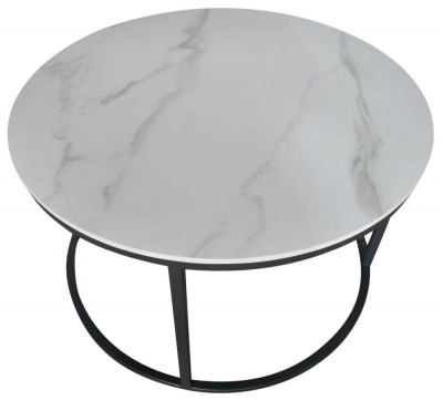 Product photograph of Athena Sintered Stone And Metal Round Coffee Table from Choice Furniture Superstore
