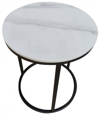 Product photograph of Athena Sintered Stone And Metal Round Lamp Table from Choice Furniture Superstore