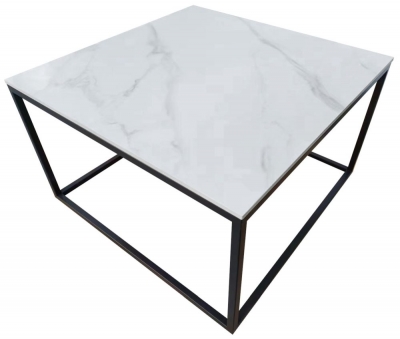 Product photograph of Athena Sintered Stone And Metal Square Coffee Table from Choice Furniture Superstore
