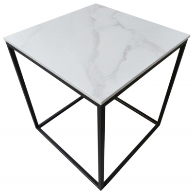 Product photograph of Athena White Ceramic Square Lamp Table from Choice Furniture Superstore