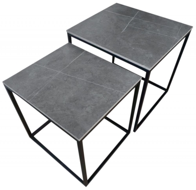 Product photograph of Zeus Grey Sintered Stone Nest Of Tables from Choice Furniture Superstore