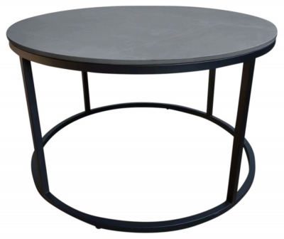 Product photograph of Zeus Grey Sintered Stone Round Coffee Table from Choice Furniture Superstore