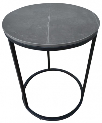 Product photograph of Zeus Grey Sintered Stone Round Lamp Table from Choice Furniture Superstore