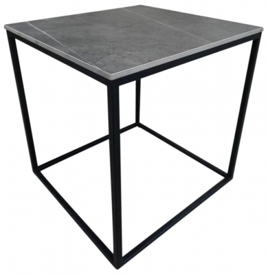 Product photograph of Zeus Grey Sintered Stone Square Lamp Table from Choice Furniture Superstore