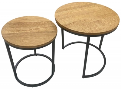 Product photograph of Trend Oak Round Nesting Lamp Tables from Choice Furniture Superstore