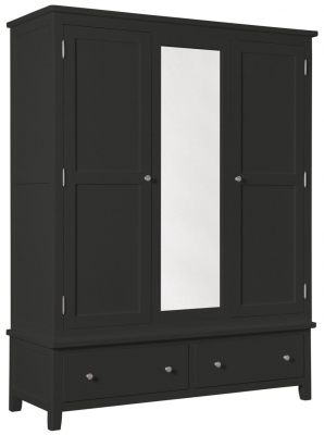 Product photograph of Henley Black 3 Door Combi Wardrobe With Mirror from Choice Furniture Superstore